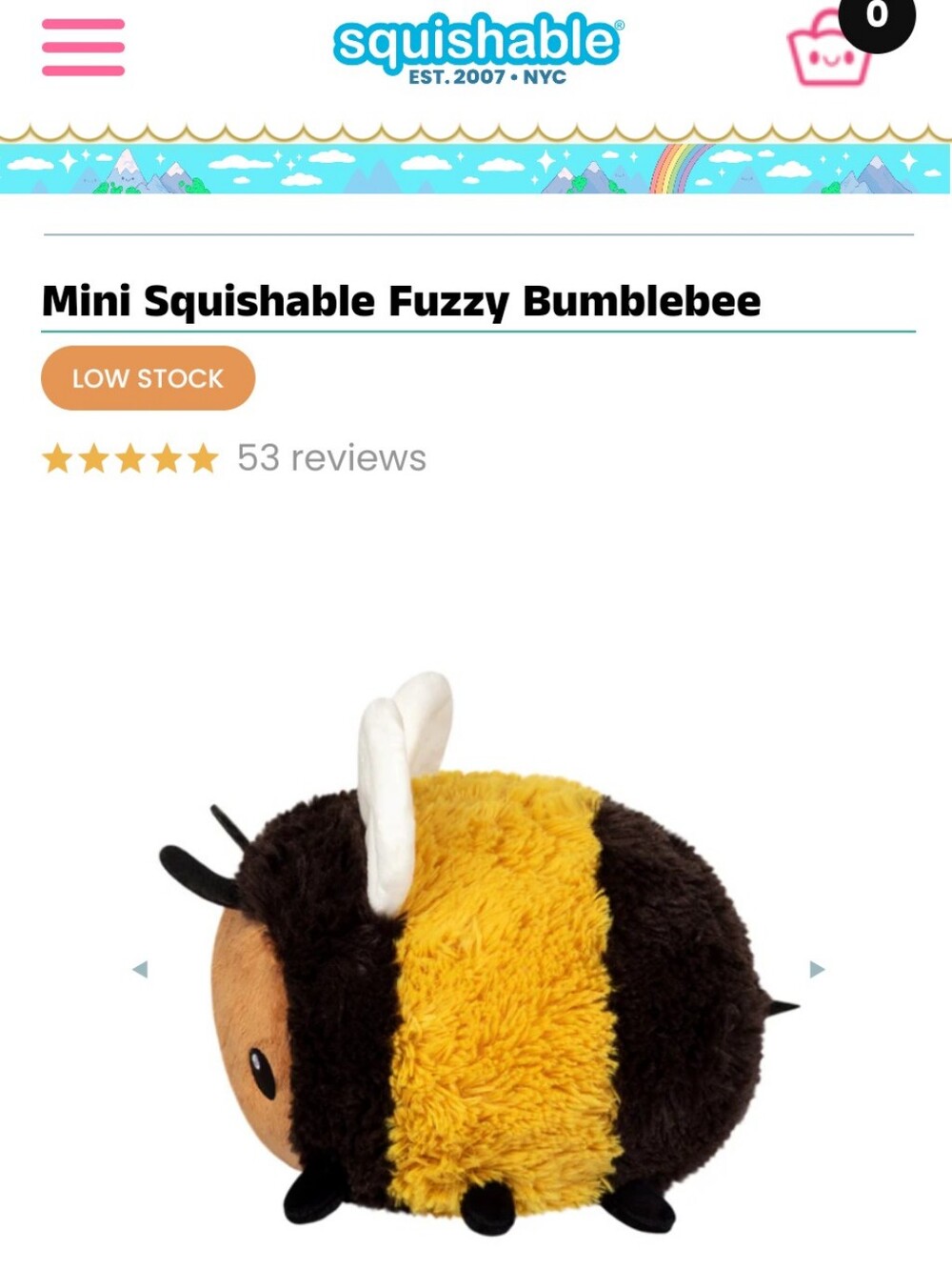 NWT Squishable Mini Fuzzy BumbleBee